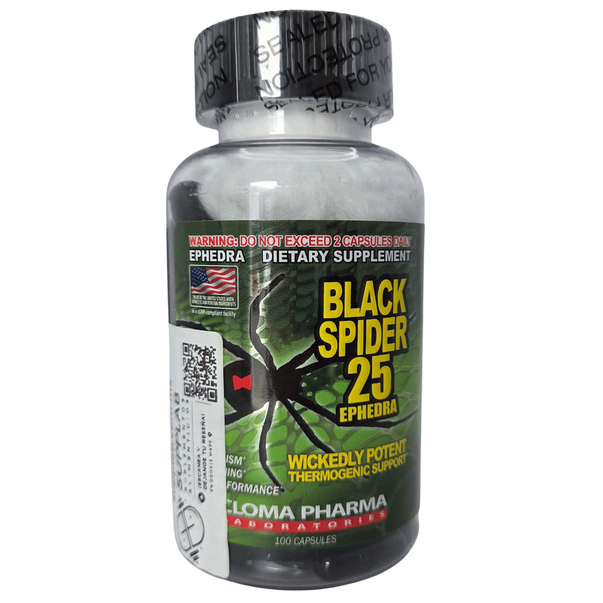 BLACK SPIDER 25 CLOMA PHARMA – TERMOGÉNICO 100 CÁPSULAS