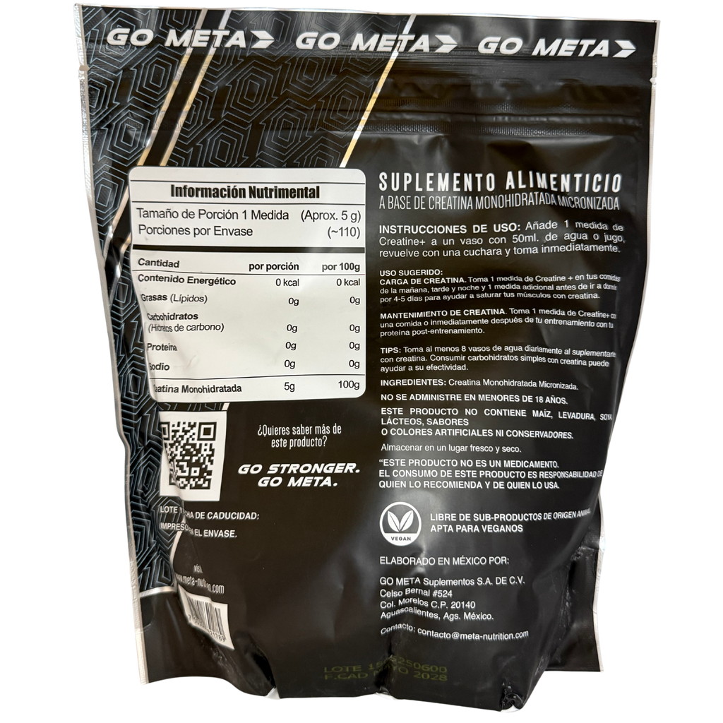 CREATINA META NUTRITION 550G SIN SABOR | CREATINA MONOHIDRATADA