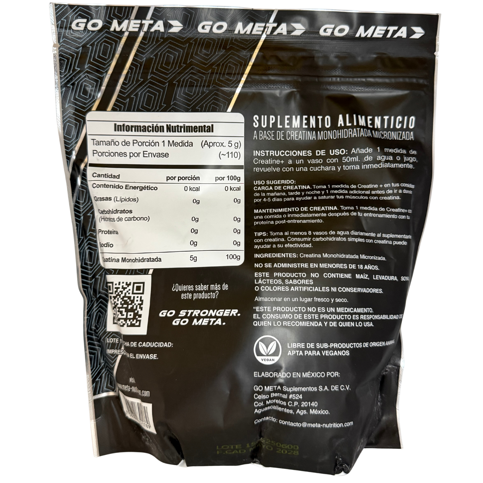 CREATINA META NUTRITION 550G SIN SABOR | CREATINA MONOHIDRATADA
