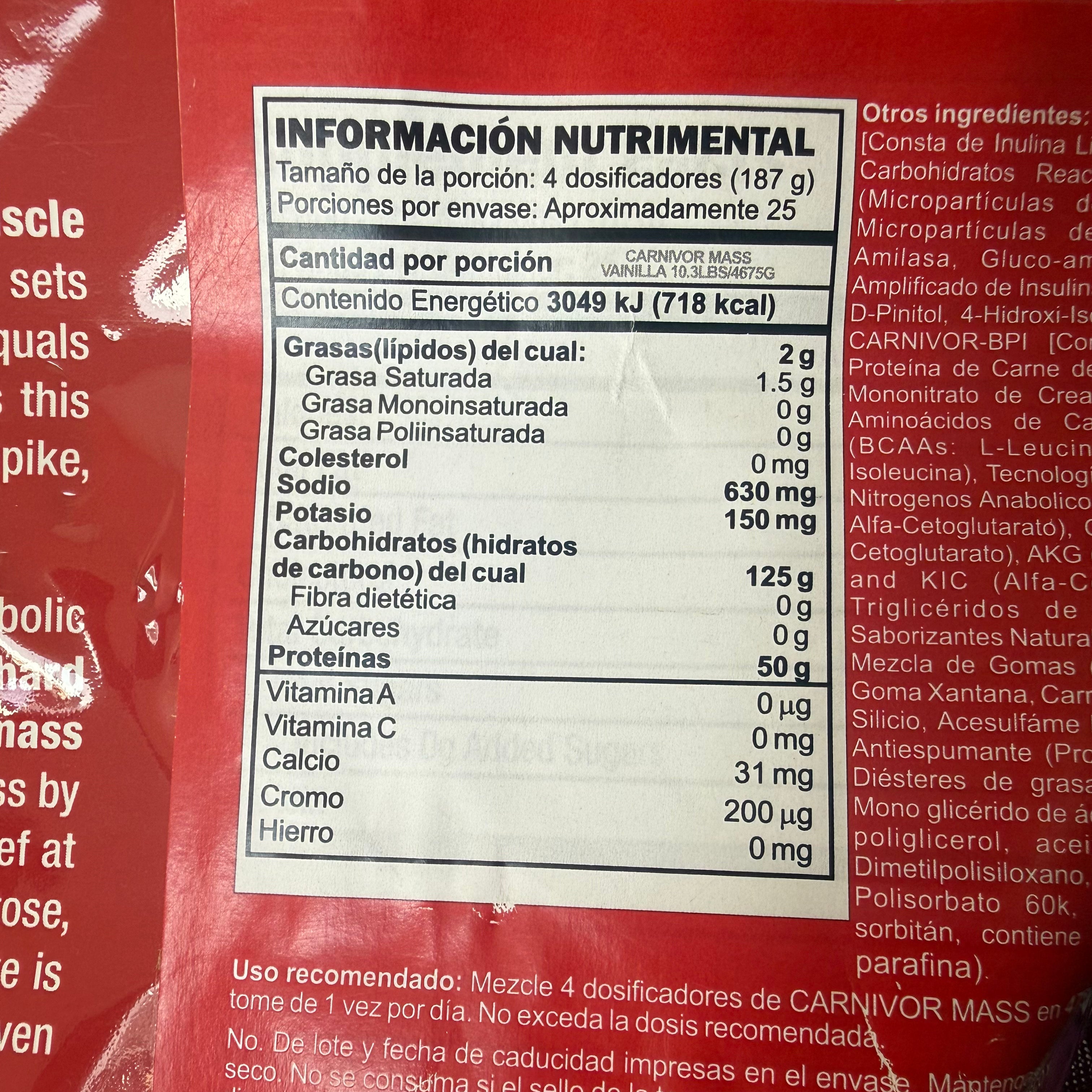 CARNIVOR MASS - 10 LIBRAS