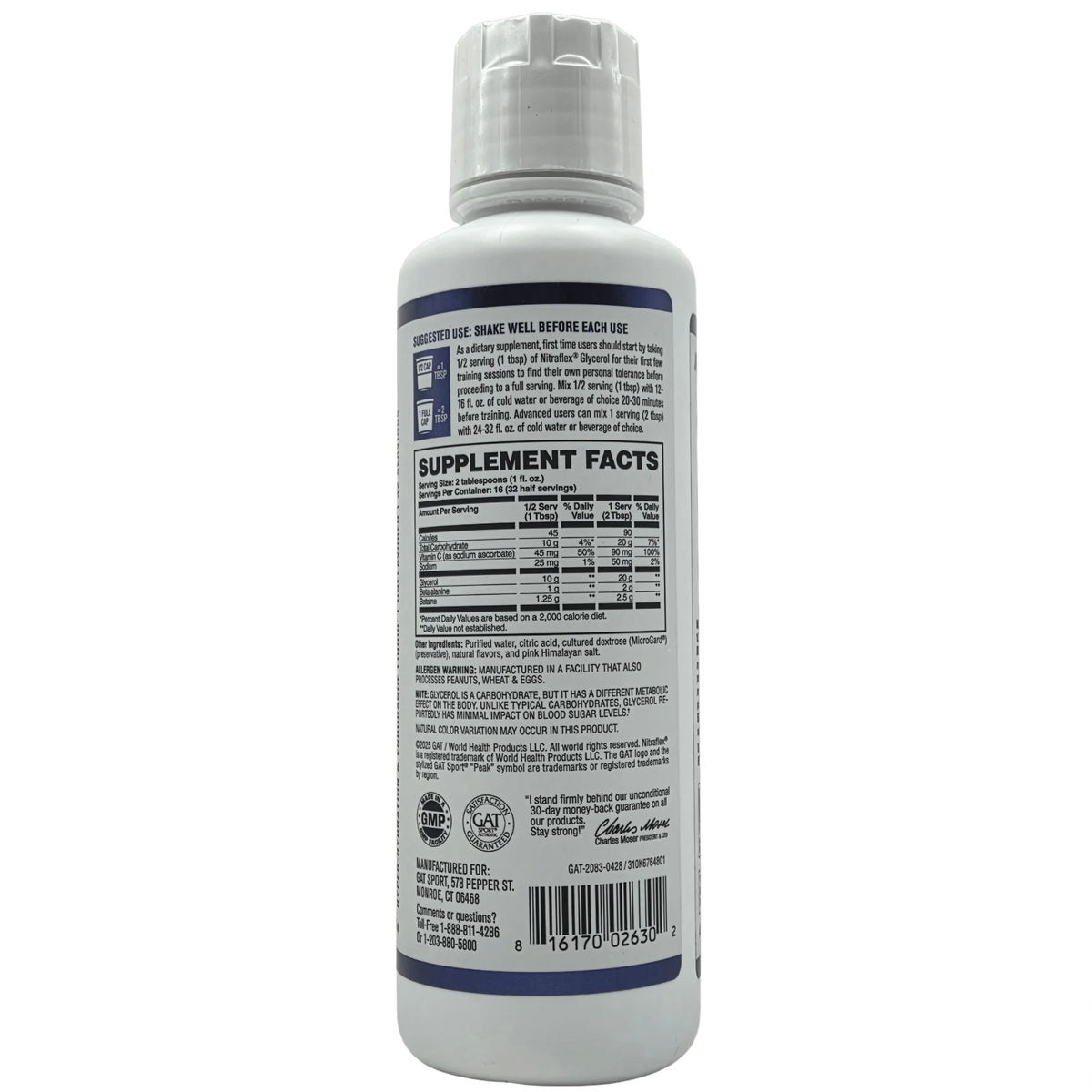 GAT Sport Nitraflex Glycerol Sin Sabor – 32 Servicios