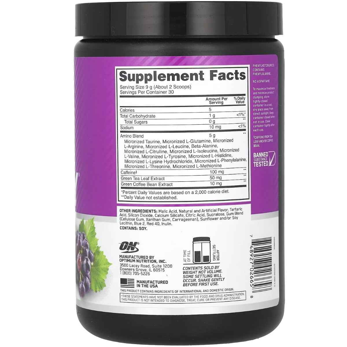 AMINO ENERGY OPTIMUM NUTRITION – 30 SERVICIOS - Supplab MX