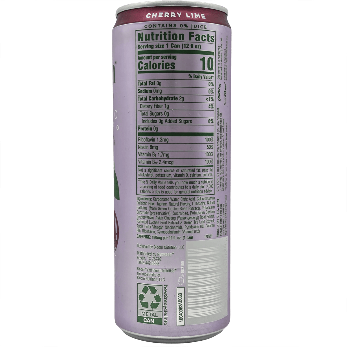 Bloom Sparkling Energy Sin Azúcar 355 ml – Lata Individual - Supplab MX