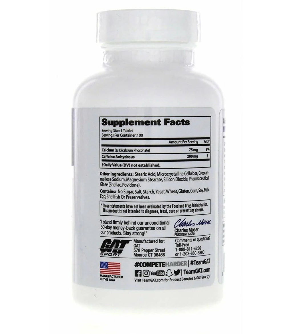 CAFFEINE 200MG 100 TABS | GAT SPORT