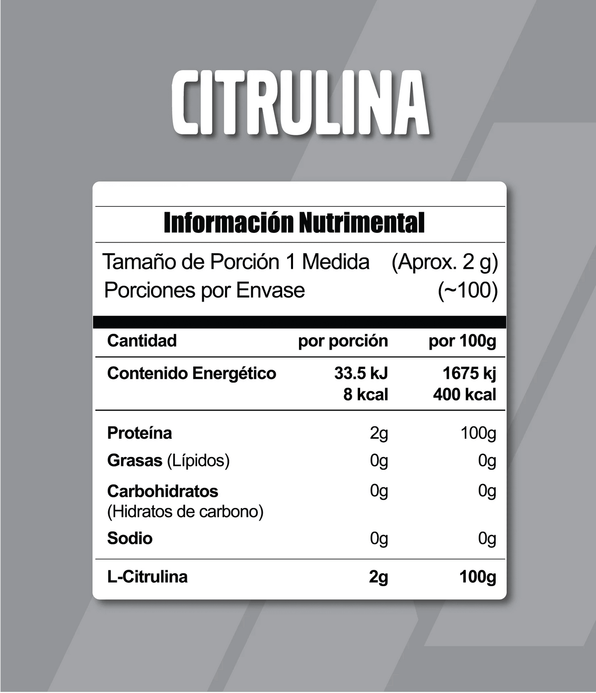 CITRULINA META NUTRITION - 100 SERVICIOS - ÓXIDO NÍTRICO Y BOMBEO MUSCULAR - Supplab MX