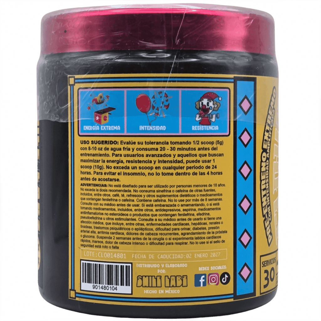 Clown Smile Labz Pre-Entreno 30 Servicios - Supplab MX