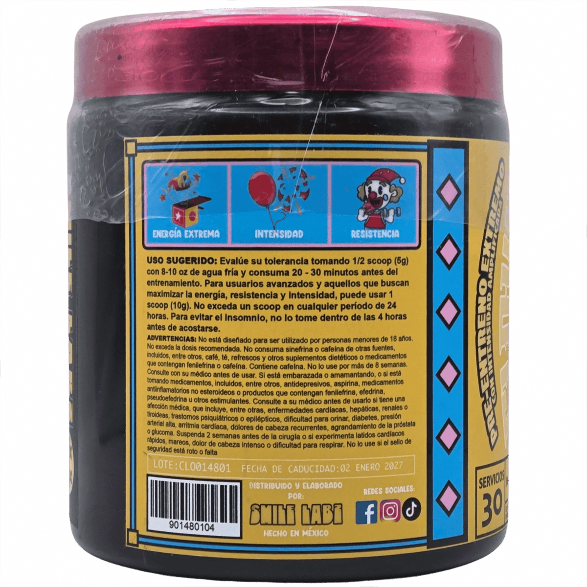 Clown Smile Labz Pre-Entreno 30 Servicios - Supplab MX