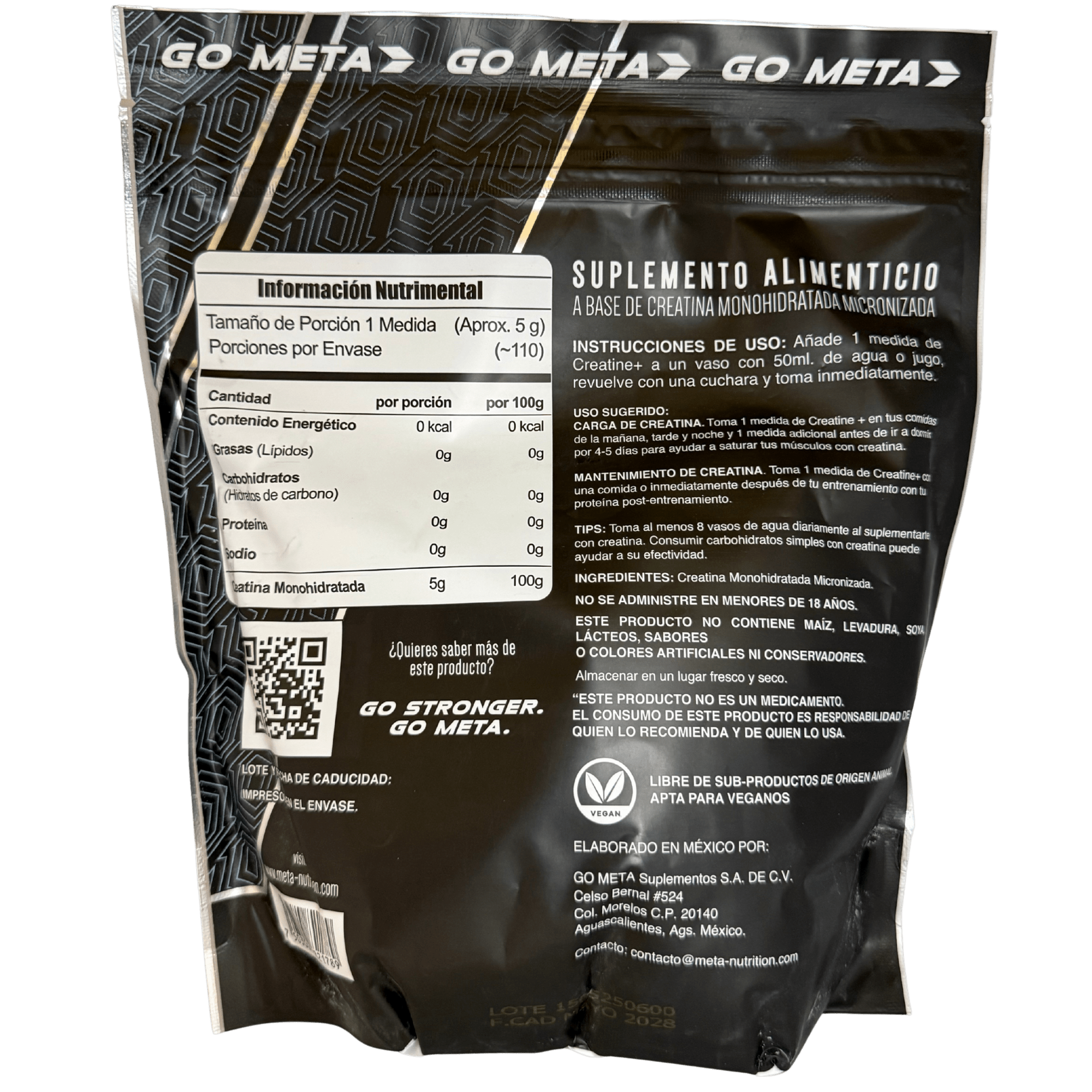 CREATINA META NUTRITION 550G SIN SABOR | CREATINA MONOHIDRATADA - Supplab MX