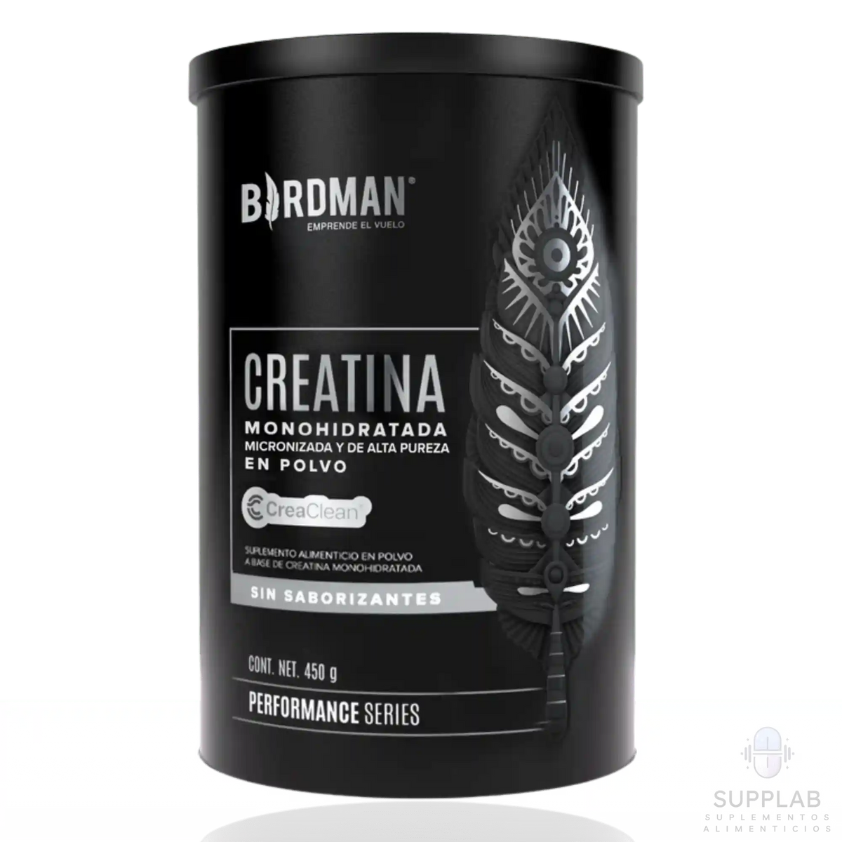 Creatina monohidratada Birdman de 450 g en polvo micronizado, 90 servicios frente