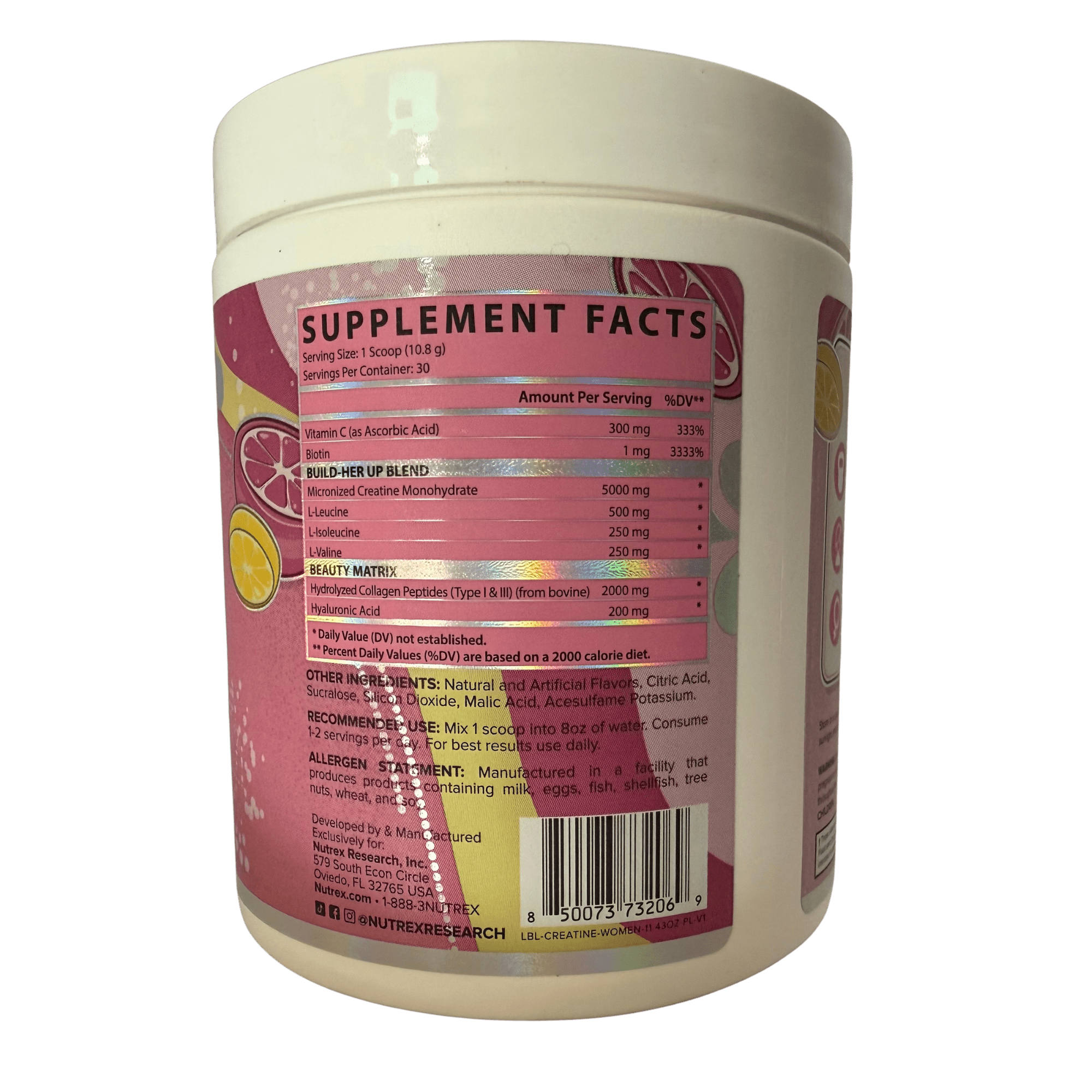 CREATINE FOR WOMEN NUTREX – 30 SERVICIOS - Supplab MX
