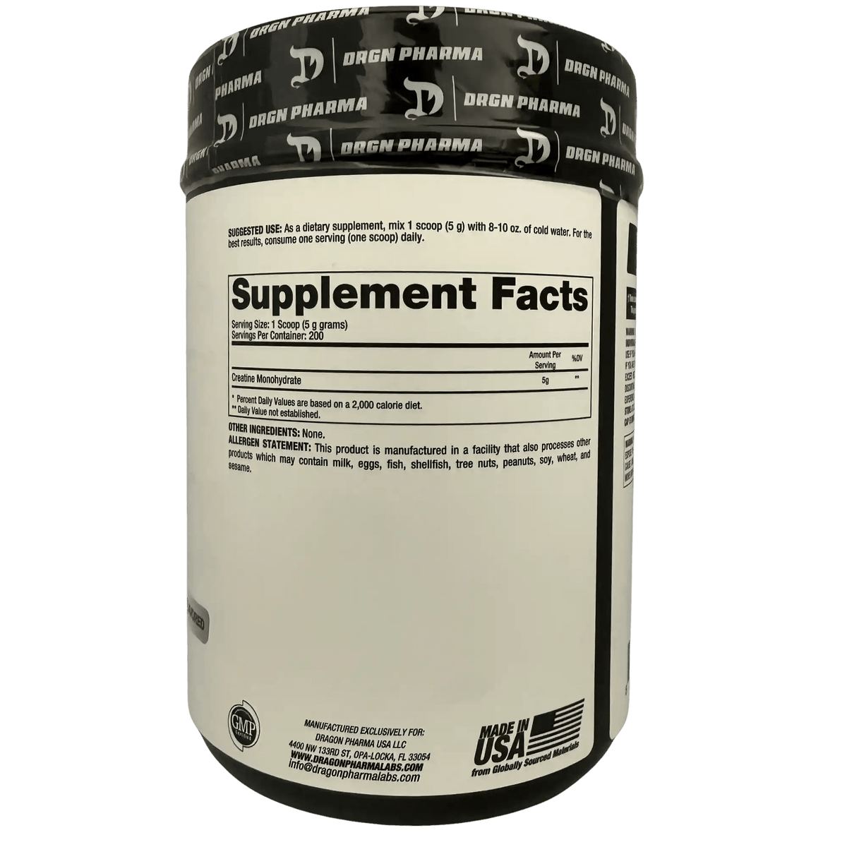 Dragon Pharma Creatine Monohydrate – Creatina monohidratada en polvo - Supplab MX