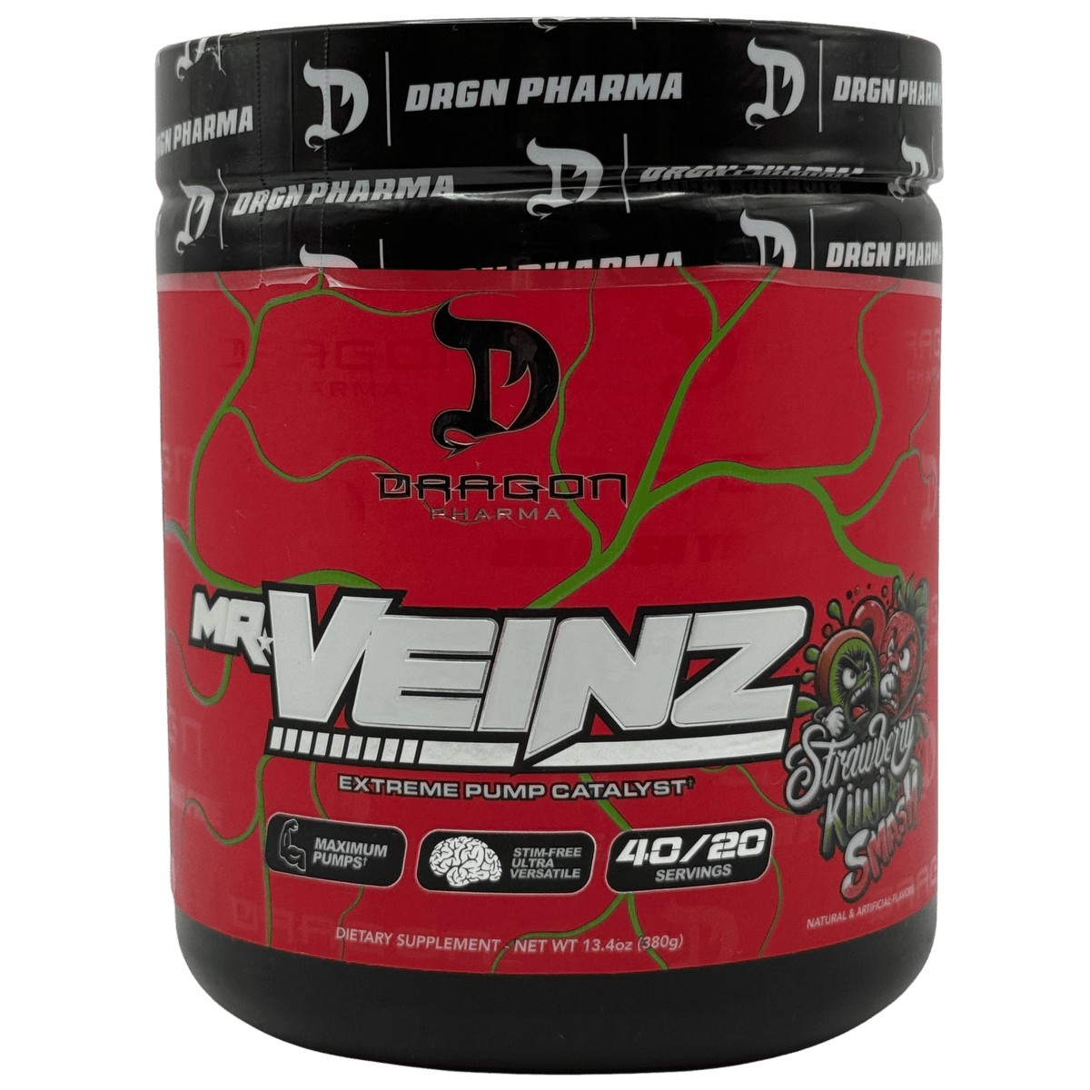 Dragon Pharma Mr. Veinz, preentreno en polvo de 40 servicios de una medida sabor strawberry kiwi smash