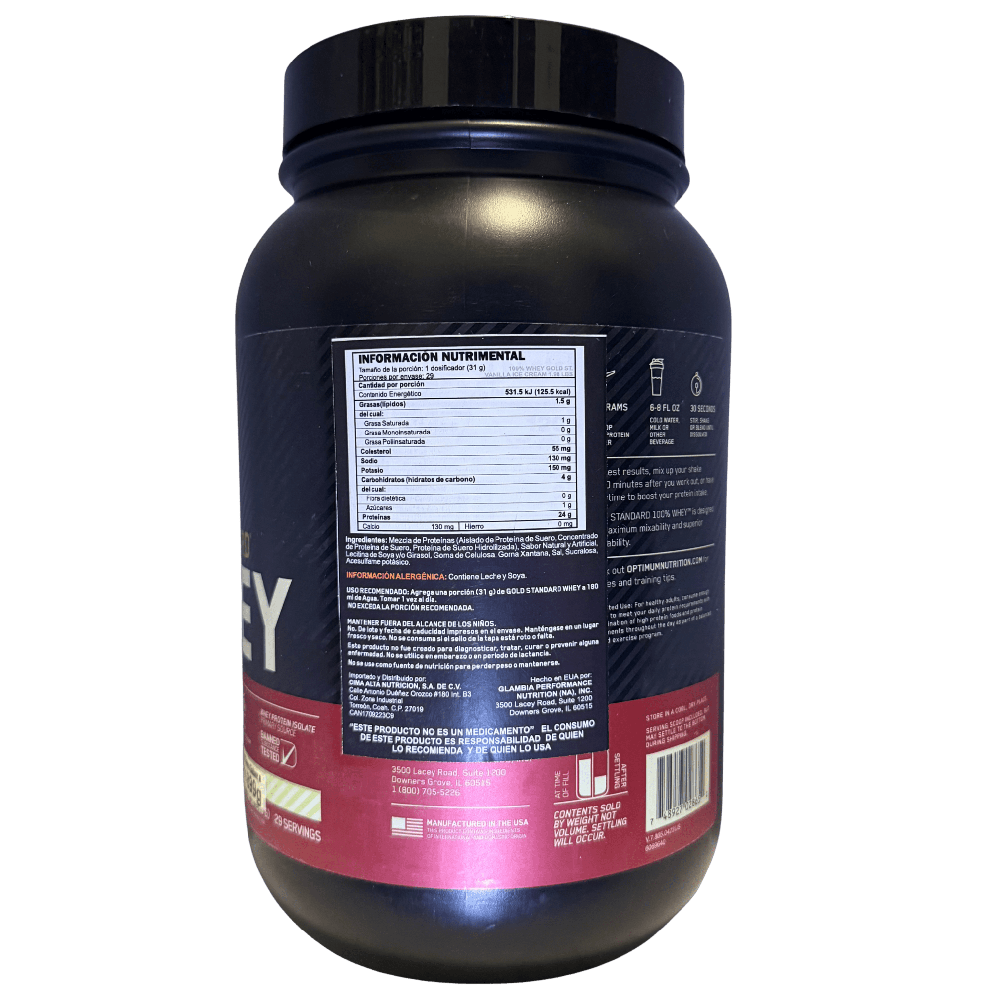 GOLD STANDARD 100% WHEY 2 LB – PROTEÍNA ON - Supplab MX