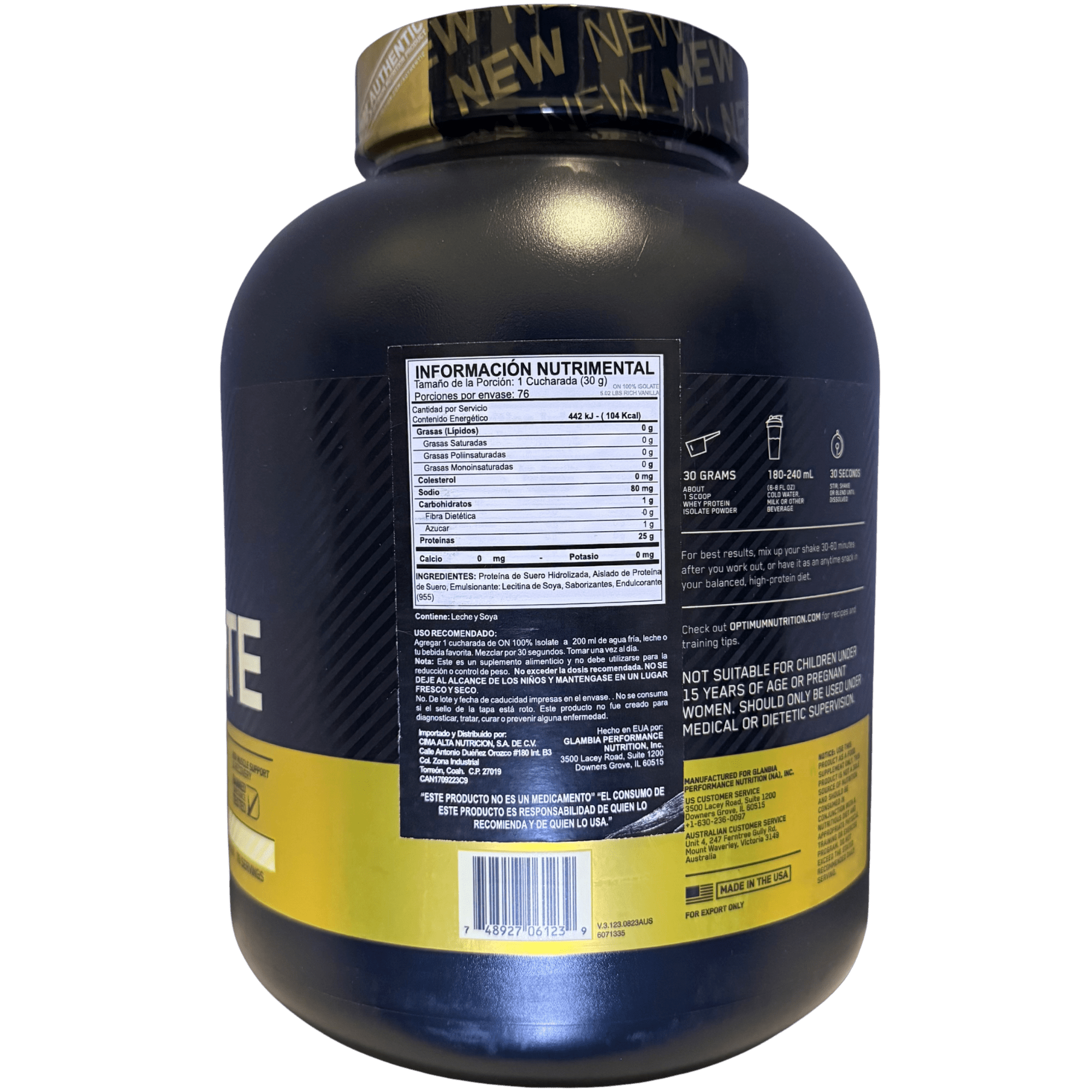 GOLD STANDARD ISOLATE ON – 5 LB PROTEÍNA - Supplab MX