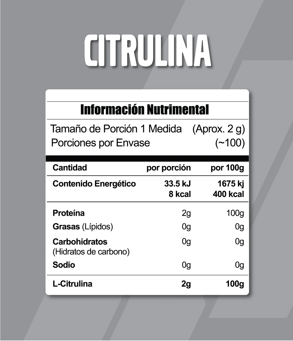 CITRULINA META NUTRITION - 100 SERVICIOS - ÓXIDO NÍTRICO Y BOMBEO MUSCULAR
