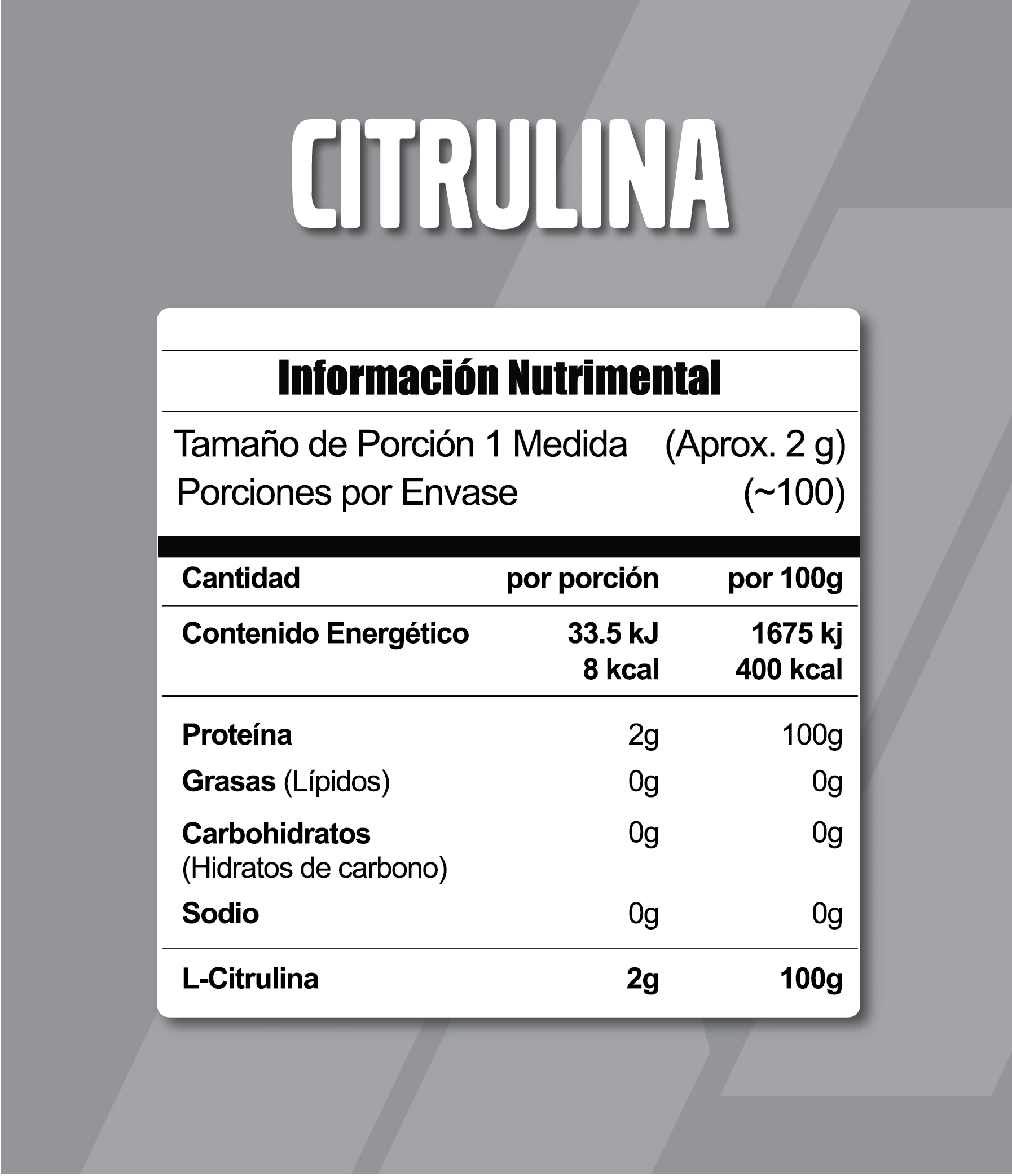 CITRULINA META NUTRITION - 100 SERVICIOS - ÓXIDO NÍTRICO Y BOMBEO MUSCULAR
