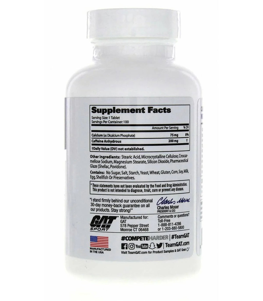 CAFFEINE 200 MG GAT SPORT - 100 TABLETAS - ENERGÍA Y ENFOQUE METABÓLICO