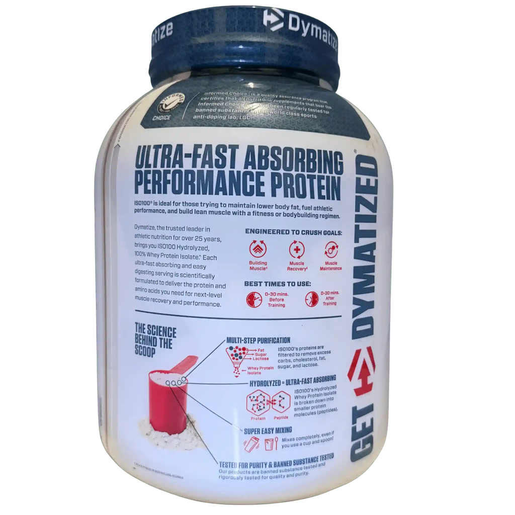 Dymatize ISO100, proteína aislada e hidrolizada de suero en polvo de 5 lb instrucciones