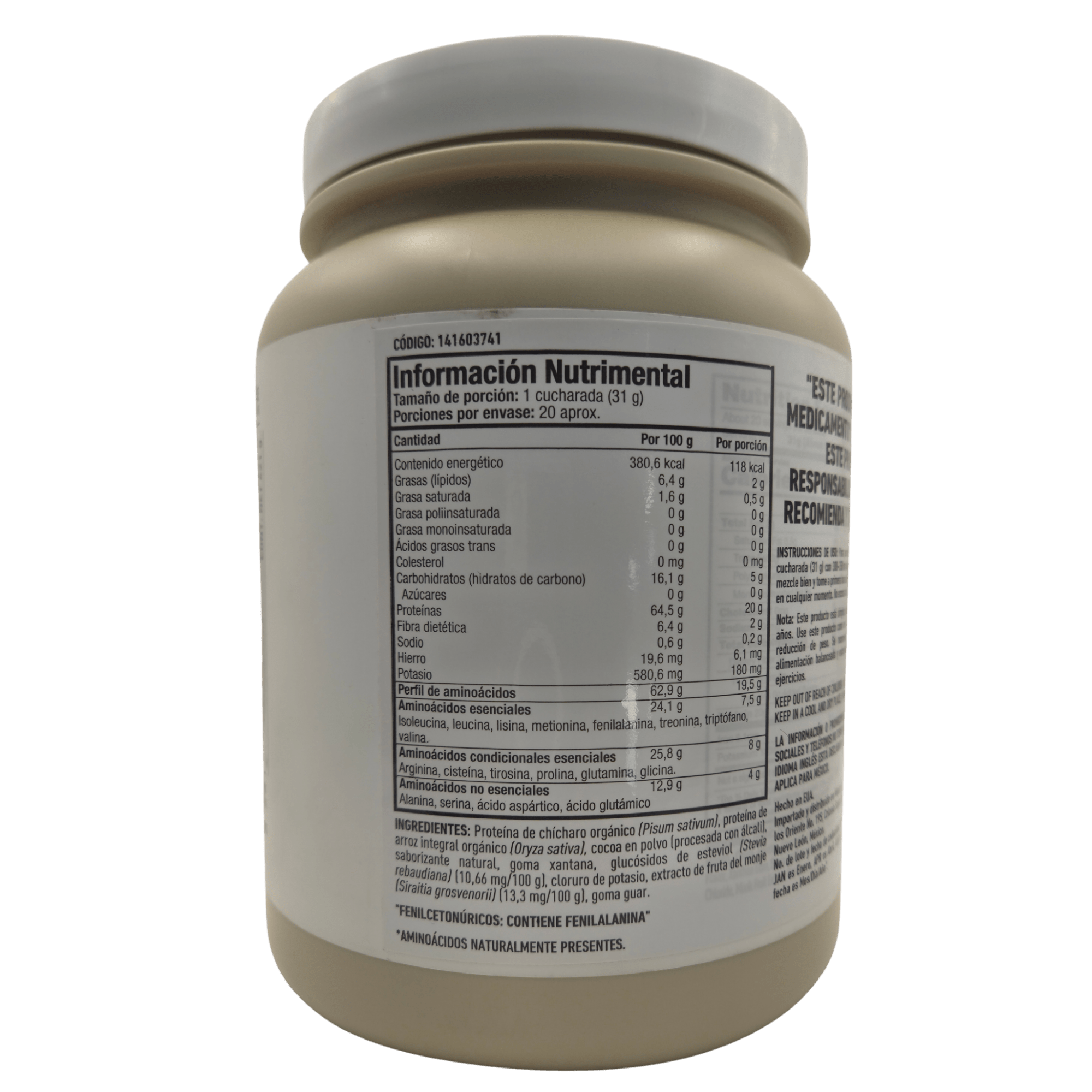 ISOPURE PROTEÍNA VEGANA 1.37 LBS - PROTEÍNA VEGETAL ORGÁNICA SIN AZÚCAR - Supplab MX