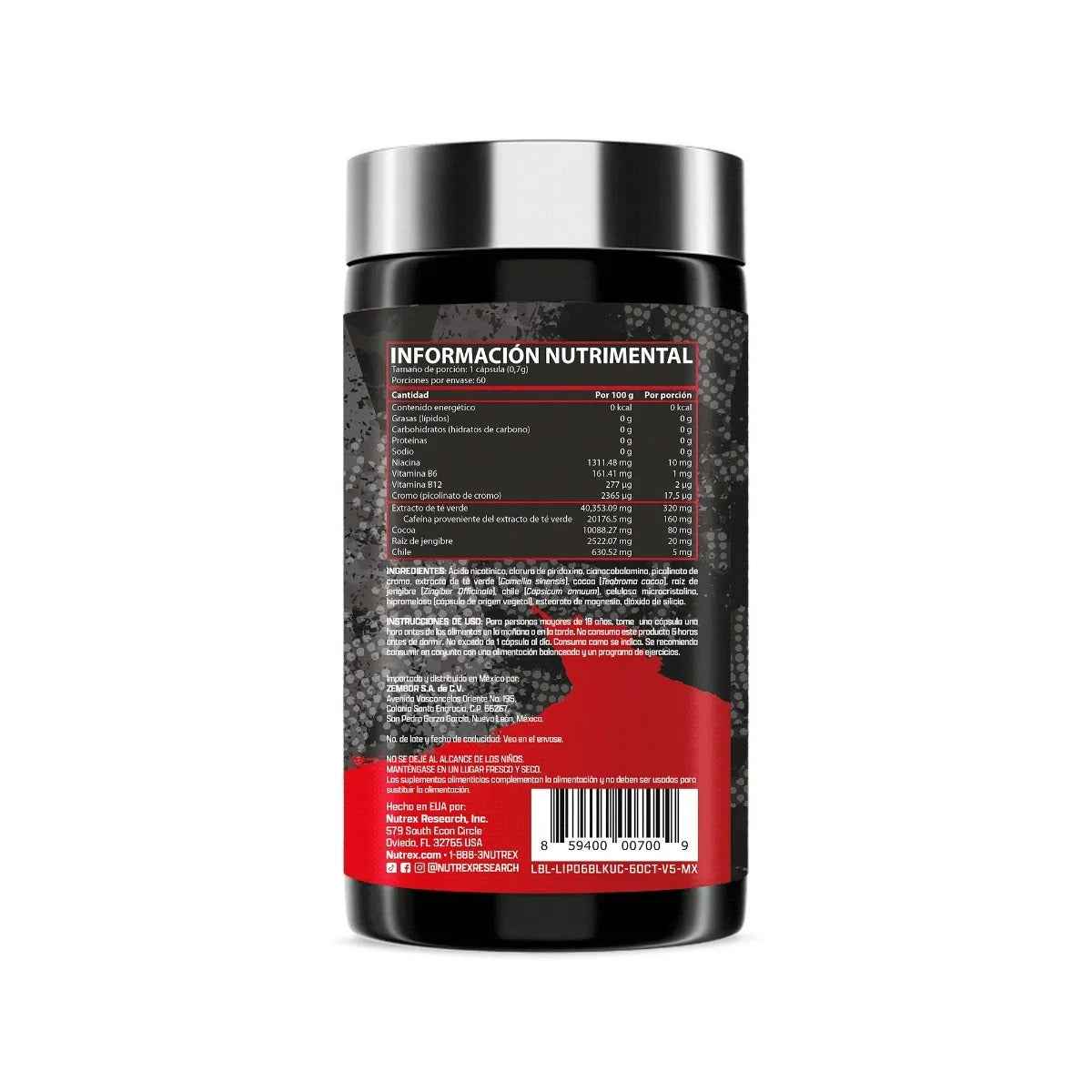 LIPO 6 BLACK ULTRA CONCENTRATE NUTREX – 60 CAPS - Supplab MX