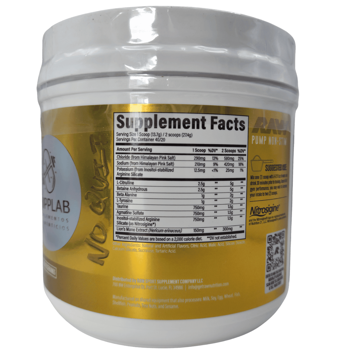 RAW Pump Non-Stim | Preentreno sin cafeína