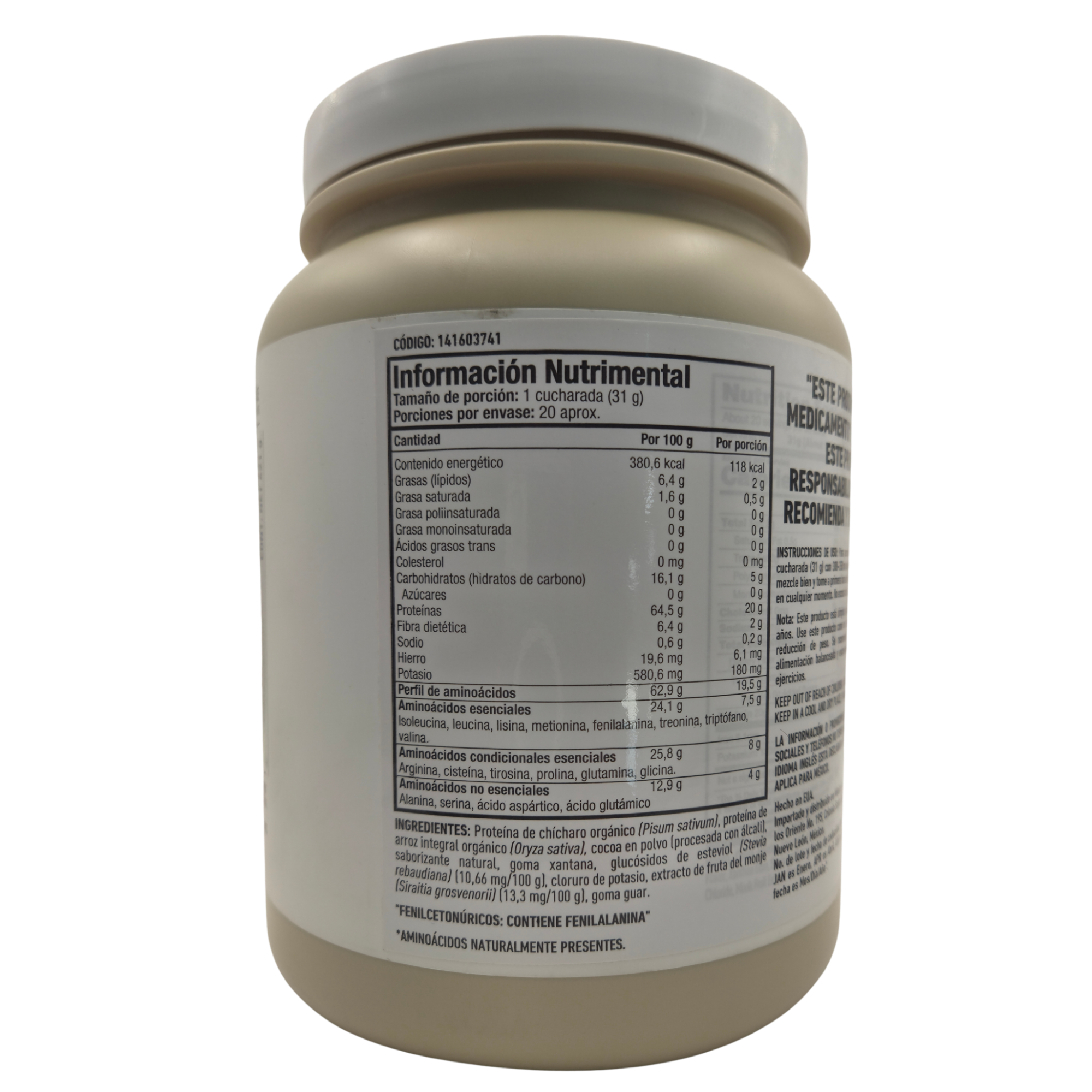 ISOPURE PROTEÍNA VEGANA 1.37 LBS - PROTEÍNA VEGETAL ORGÁNICA SIN AZÚCAR