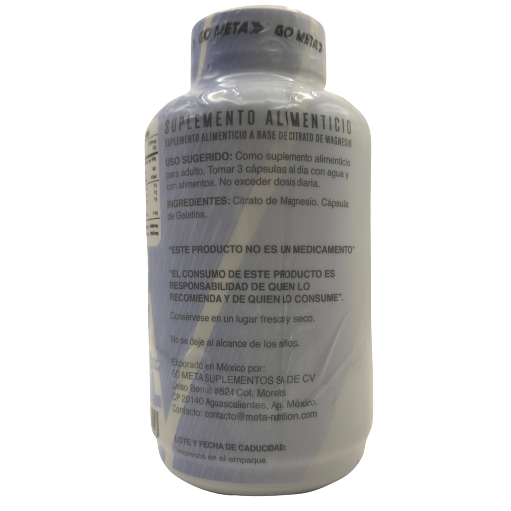 CITRATO DE MAGNESIO META NUTRITION - 120 CÁPSULAS - BIODISPONIBILIDAD Y BIENESTAR