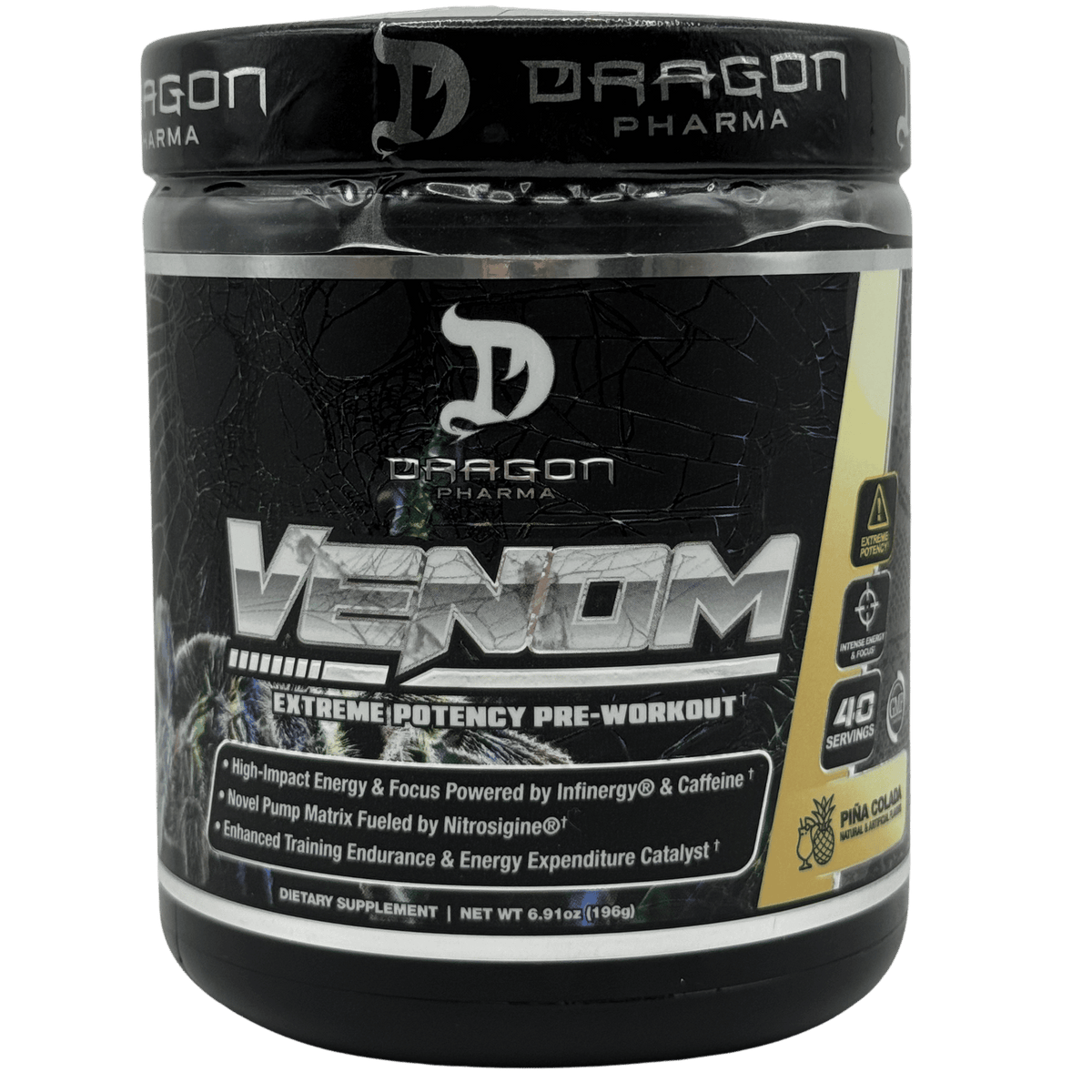 Dragon Pharma Venom pre-entreno en polvo, presentación de 40 servicios